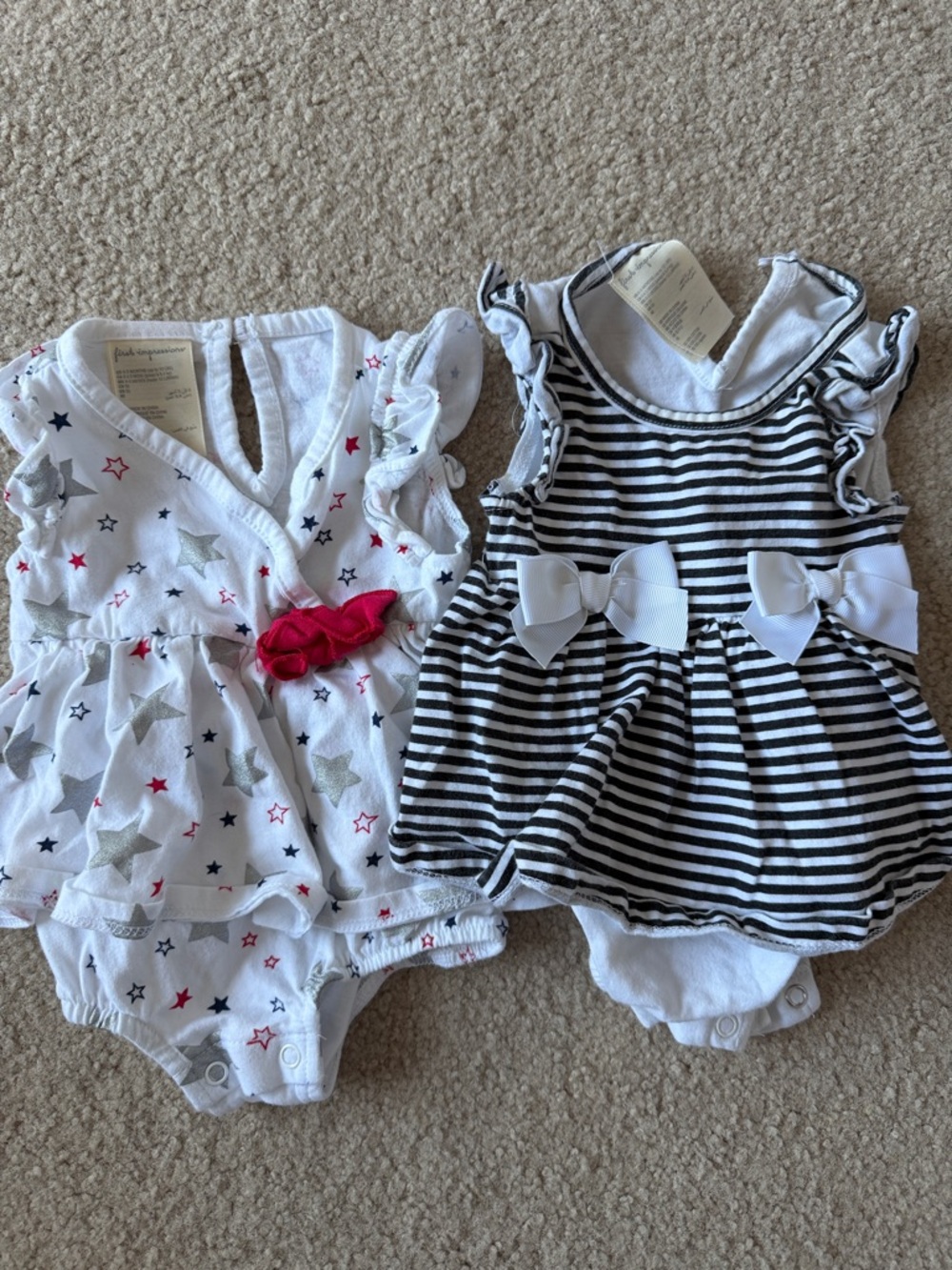 Baby Girl Star & Striped Summer Rompers